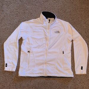 The North Face TKA 100 Womens White Full Zip Fleece Jacket Mock Neck L
